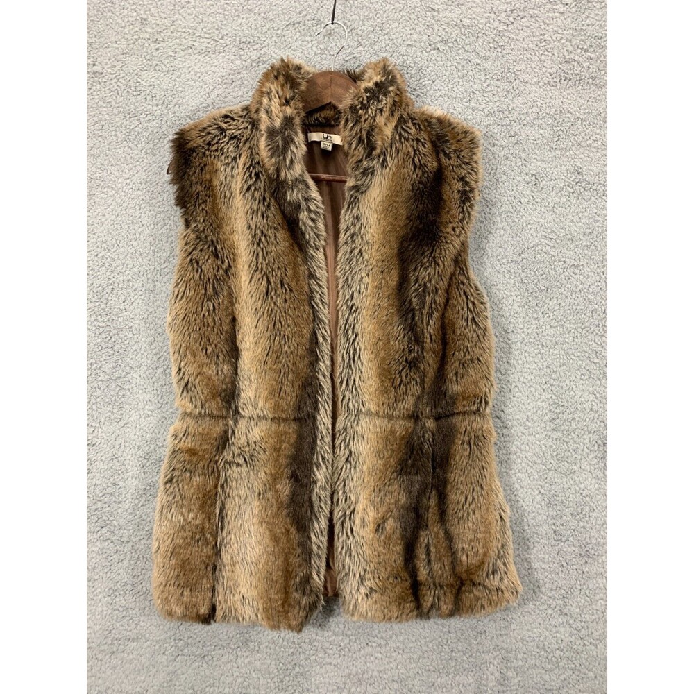 YA Los Angeles Small / Medium (S/M) Faux Fur Vest Jacket Loop Hook Closure